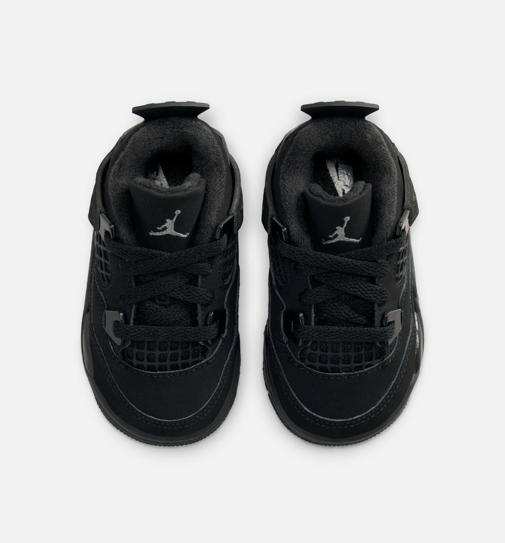 Air Jordan 4 Retro Black Cat Infant & Toddler Lifestyle Shoes - Black/Light Graphite