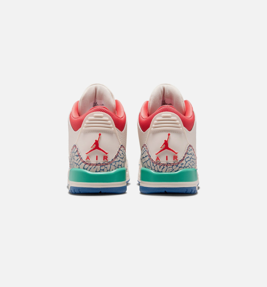 Air Jordan 3 Retro Play Your Way Grade School Lifestyle Shoe – Chalk / Track Red / True Blue / Kinetic Green