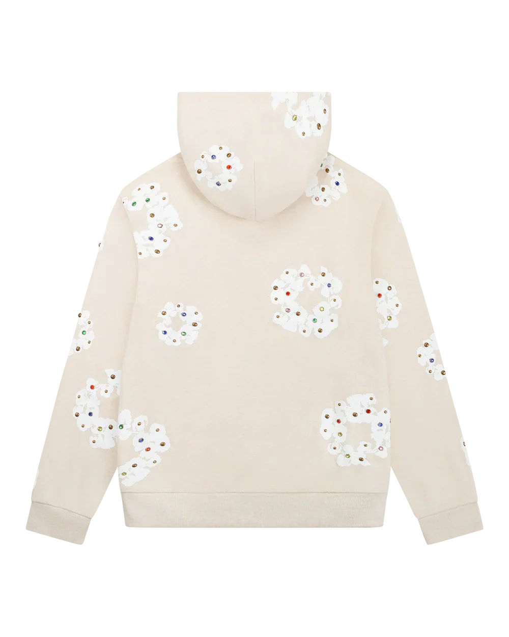 Denim Tears Rhinestone Cotton Wreath Zip Hoodie Oatmeal