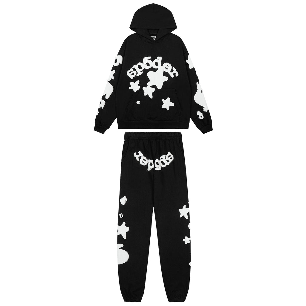 Sp5der Black Graphic Hoodie & Jogger Matching Set