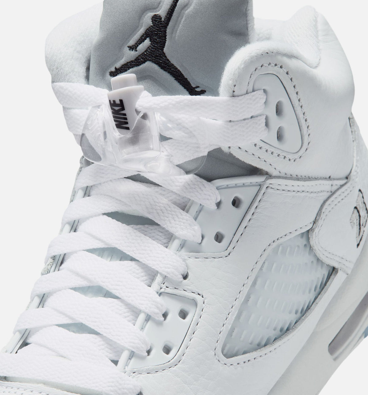 Air Jordan 5 Retro OG White Metallic Big Kids' Sneakers - White / Black / Metallic Silver