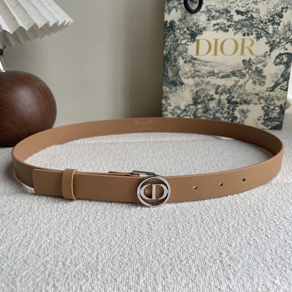 DIOR 25S BELT 25 MM IN LIGHT BROWN CALFSKIN 572163