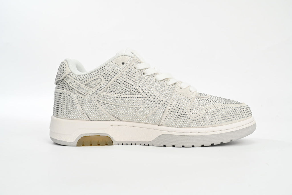 Off White Out Of Office OOO Low Tops Silver Strass OMIA189S23LEA0080101