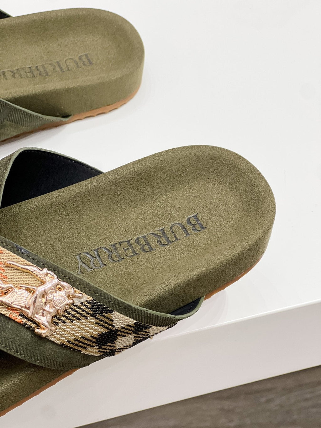 Burberry Men's Check Cross-Strap Slide Sandals