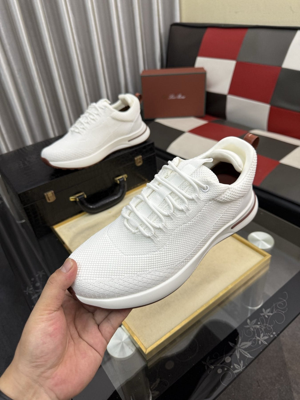 Knit Lace-Up Sneakers