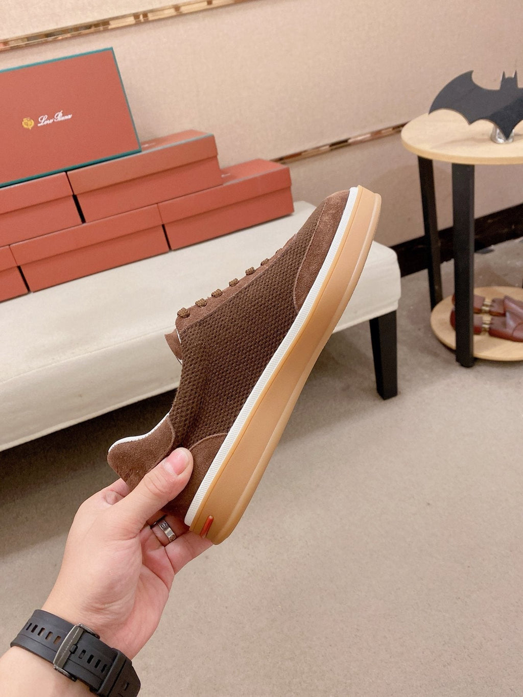 Loro Piana Textured Low-Top Lace-Up Sneakers